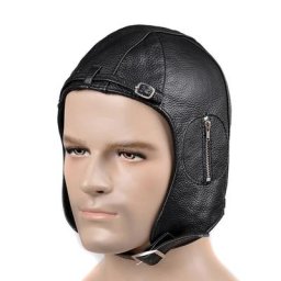 Casquettes de vol de pilote en cuir véritable pour hommes chapeaux de casque de moto coupe-vent