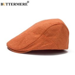 BUTTERMERE-Béret en Lin pour Homme Casquette Plate Ajustable Casquette Gavroche Respirante