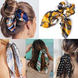 Chffion – chouchous pour cheveux pour femmes à gros nœud en perles bandes élastiques en