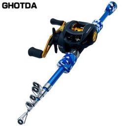 Moulinet Baitcasting télescopique en fibre de carbone ensemble d'invitation mini pêche courte