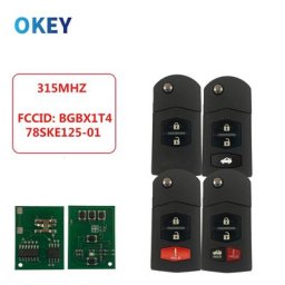 Okey-Clé de voiture télécommandée 3/4 boutons FCC: BGBX1T4 78SKE125-01 Mazda 2 3 5 6 M6 MX5 CX5