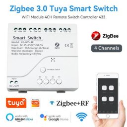 Tuya Zigbee-Joli d'éclairage intelligent télécommande 4CH relais AC 85-250V 10A fonctionne avec