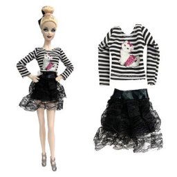 Jupe en dentelle pour poupée Barbie chemise noire vêtements à la mode robe 1/6 BJD SD FR