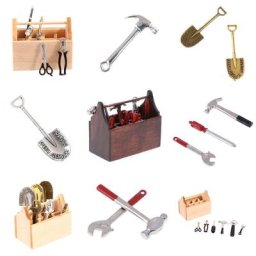 Jeu d'outils de réparation pour maison de poupée 1:12 1 ensemble boîte à outils Miniature clé en