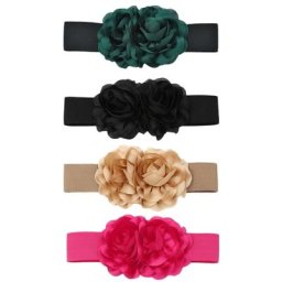 Ceinture élastique à motif de fleurs Corset à large façonnage ceinture décorative extensible