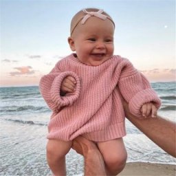 Pull à col rond pour nouveau-né couleur unie chaud pour bébé fille et garçon pull tricoté à