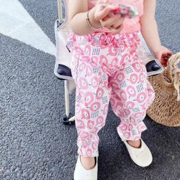Pantalon anti-moustique pour fille ample décontracté mignon taille élastique mince Long