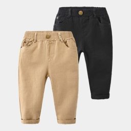 FJFor-Pantalon long en coton pour enfants vêtements pour enfants bouton décontracté document
