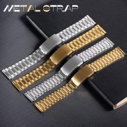 Bracelet de montre en acier inoxydable 12mm 14mm 18mm 20mm métal fermoir pliant argent or