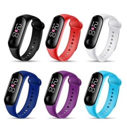 Montre-bracelet de sport pour enfants étanche numérique à LED horloge électronique pour filles