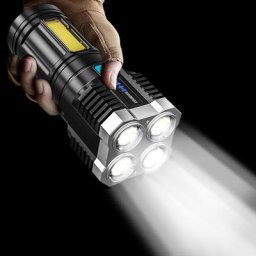 Lampe de poche étanche à intensité réglable 4 LED Rechargeable par USB lampe de poche très