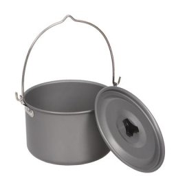 Marmite de grande capacité en alliage d'aluminium antiadhésif couvercle à crochet pour camping