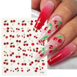 Autocollants pour ongles motifs de dessins animés avocat Cactus fraise fruits cerise