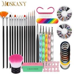 MOSKANY-Ensemble de pinceaux à ongles pour manucure stylo pour vernis gel peinture pointillage