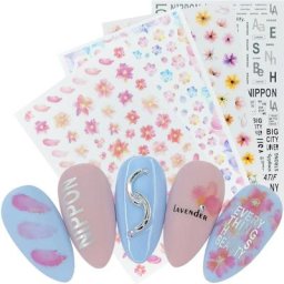 1 feuille 3D autocollants pour ongles autocollants adhésifs fleurs feuille géométrie fruits Dessert