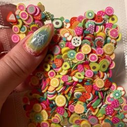 Décalcomanies 3D mixtes pour ongles tranches de fruits argile molle slime fleur animale