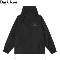 Dark Icon-Veste à Capuche pour Homme et Femme Coupe-Vent en Patchwork Couleur Unie Collection