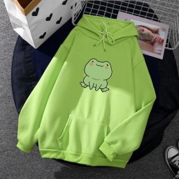 Sweat à capuche à manches longues pour femme joli sweat-shirt imprimé grenouille Slim avec grande
