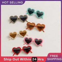 Lunettes de soleil en forme de cœur pour enfants rétro monture rose mignonne dessin animé pour