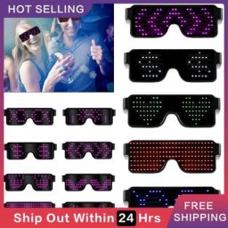 Lunettes lumineuses à LED rechargeables par USB lumière fluo clignotante pour fête de noël