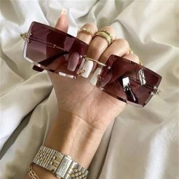 Lunettes de soleil rectangulaires sans bords pour hommes et femmes à la mode carrées de marque