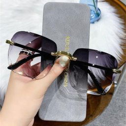 Lunettes de soleil carrées sans cadre pour femmes et hommes verres dégradés sans monture lunettes