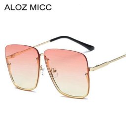ALOZ MICC-Lunettes de soleil vintage à demi-monture pour femmes et hommes monture en alliage