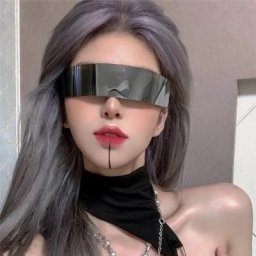 Y2K Future Warrior lunettes de soleil sans monture une pièce lentille enveloppante Cyber Punk