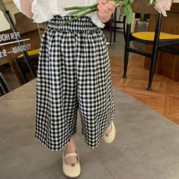 Children's Plaid Print Anti-mosquito Pants Spring Summer Elastic Waist Loose Casual Long Trousers