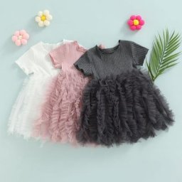 Lioraitin – robe trapèze pour petites filles de 0 à 6 ans couleur unie manches courtes col rond