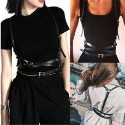 Gilet Cage en Faux cuir sculpture de poitrine sangle de harnais pour le corps ceinture cintrée à