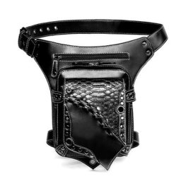 Sac à main à bandoulière en PU noir pour femmes et filles portefeuille latéral sac de jambe punk