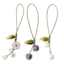 Porte-clés en forme de tulipe mignon breloque de voiture ornement suspendu pour téléphone