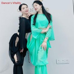 Vêtements d'entraînement de danse du ventre pour femmes haut à manches longues pantalon indien