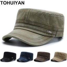 Casquette militaire en coton lavé classique pour hommes chapeau de l'armée vintage Gorra crème