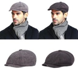 Bérets Vintage pour hommes et femmes chapeau à chevrons octogonal citrouille décontracté