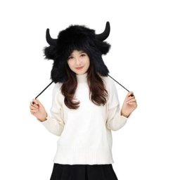Chapeau en fourrure en peluche pour hommes et femmes cornes de bœuf mignonnes bois de cerf bonnet