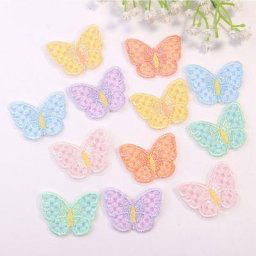Patch papillon brodé en dentelle Organza 10 pièces/lot décoration pour épingle à cheveux petit