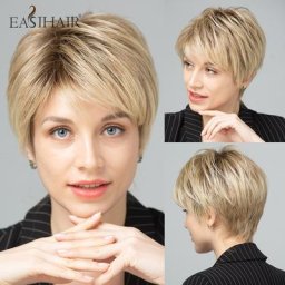 Eashihair – perruque synthétique courte ombrée Blonde pour femmes cheveux Futura naturels avec