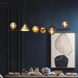Lustres en boule de verre créatifs nordiques éclairage de haricot magique décoratif long simple et