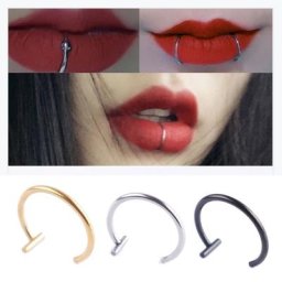 Ensemble de faux piercings 5 pièces boucles d'oreilles lèvres nez Clip de diaphragme avec