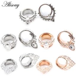 Alisouy – bouchons de tunnel d'oreille en zircone en acier inoxydable feuille d'escargot goutte