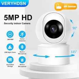 Caméra de surveillance intérieure intelligente IP WiFi HD 5MP suivi automatique moniteur pour