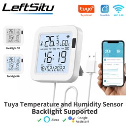 Capteur intelligent de température et d'humidité Tuya avec rétro-éclairage pour maison connectée ar