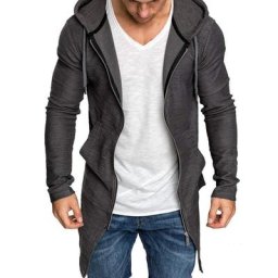Sweat à capuche à manches longues pour homme vêtement résistant à l'usure avec fermeture éclair