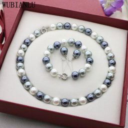 WUBIANLU-Ensemble de colliers en perles de verre multicolores pour femmes collier 12mm bracelet 18