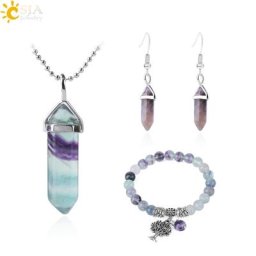 CSAlbanReiki-Ensemble de bijoux en pierre naturelle pour hommes et femmes bracelet en fluorite