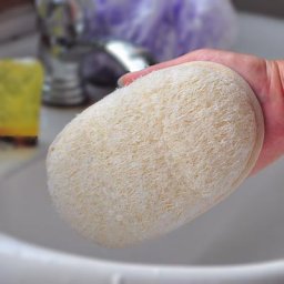 Brosse de bain pour le corps en luffa naturel épurateur pour le visage éponge nettoyante