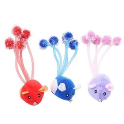Jouet pour chat à longue queue en peluche herbe à chat pompons de souris pour chats d'intérieur et