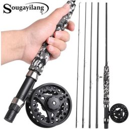 Sougayolang-Moulinet de pêche à la mouche ultraléger en fibre de carbone 5 sections 5/6 m 2.7